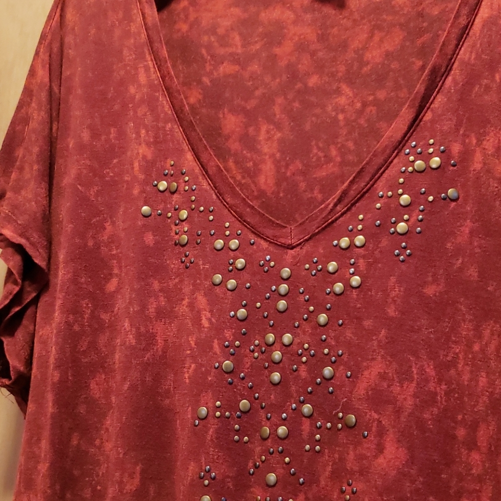 Deep Red Studded Tunic - Picture 2 of 10